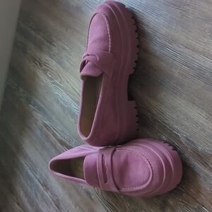 New Portland Leather Pink suede chunky loafers